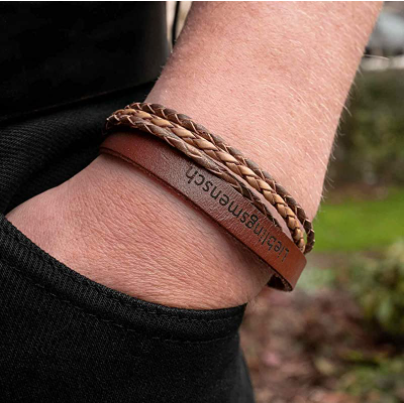 Lederarmband Herren mit Gravur innen oder außen